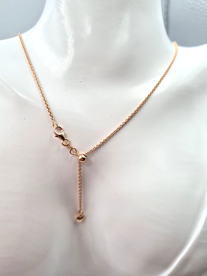 Genuine 46cm 9ct 9k Yellow or Rose Gold Ladies Fine Slider Heart Necklace Chain