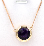 9ct 9k Rose Gold Kerb Curb Chain Necklace & Amethyst Pendant - Free post in oz