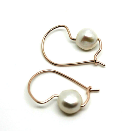 Genuine New 9ct 9k Yellow or Rose Gold 10mm White Baroque Freshwater Pearl Earrings