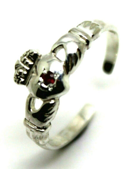 Genuine Sterling Silver Irish Ruby Claddagh Toe Ring