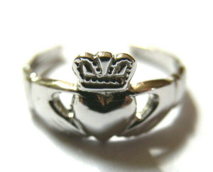 Solid Sterling Silver Irish Claddagh Toe Ring-  Free Post In Oz