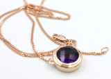 9ct 9k Rose Gold Kerb Curb Chain Necklace & Amethyst Pendant - Free post in oz