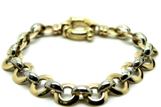 Genuine 9ct 9kt Yellow And White Gold Solid Belcher And Circle Bracelet