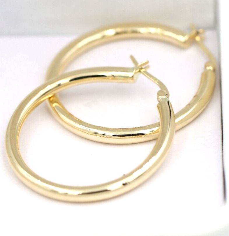 Genuine 9ct Yellow, Rose or White Gold Ball 31mm Hoop Earrings