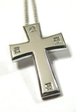 Genuine 18ct / 750 White Gold Crucifix Cross And Genuine Diamond Pendant