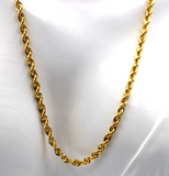 Genuine 14ct Yellow Gold Twisted Rope Chain Necklace 50cm 3mm or 3.5mm or 4mm wide- Free post