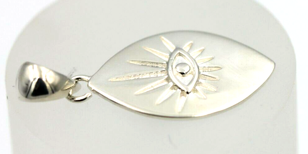 Genuine Sterling Silver 925 Greek  Eye Charm / Pendant