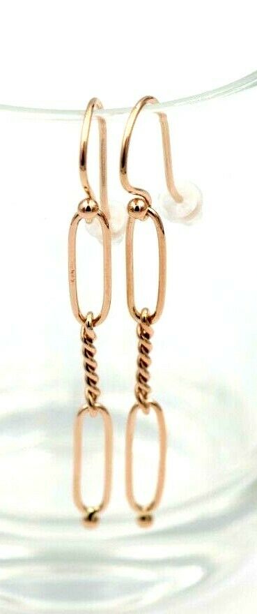 Genuine 9ct Yellow, Rose or White Gold Paper Clip Hook Earrings