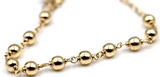 9ct Yellow Gold 6mm Ball Rosary Bead bracelet 21cm long + Cross + Evil Eye Charm