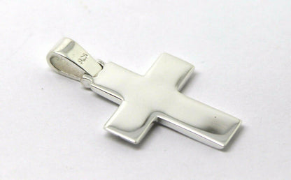 Genuine Solid Sterling Silver 925 Heavy Large Ridged Plain Cross Pendant