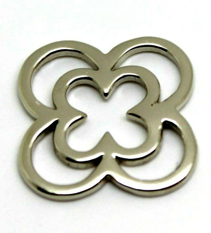 Genuine Solid 9ct White Gold Small And Large Four Leaf Clover Pendant