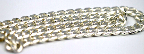 Sterling Silver Diamond Cut Heavy Kerb Curb Chain Chain Necklace 50cm 67gms