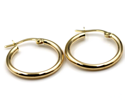 Genuine 9ct Yellow Gold 18mm Wide Hollow Hoop Round Earrings