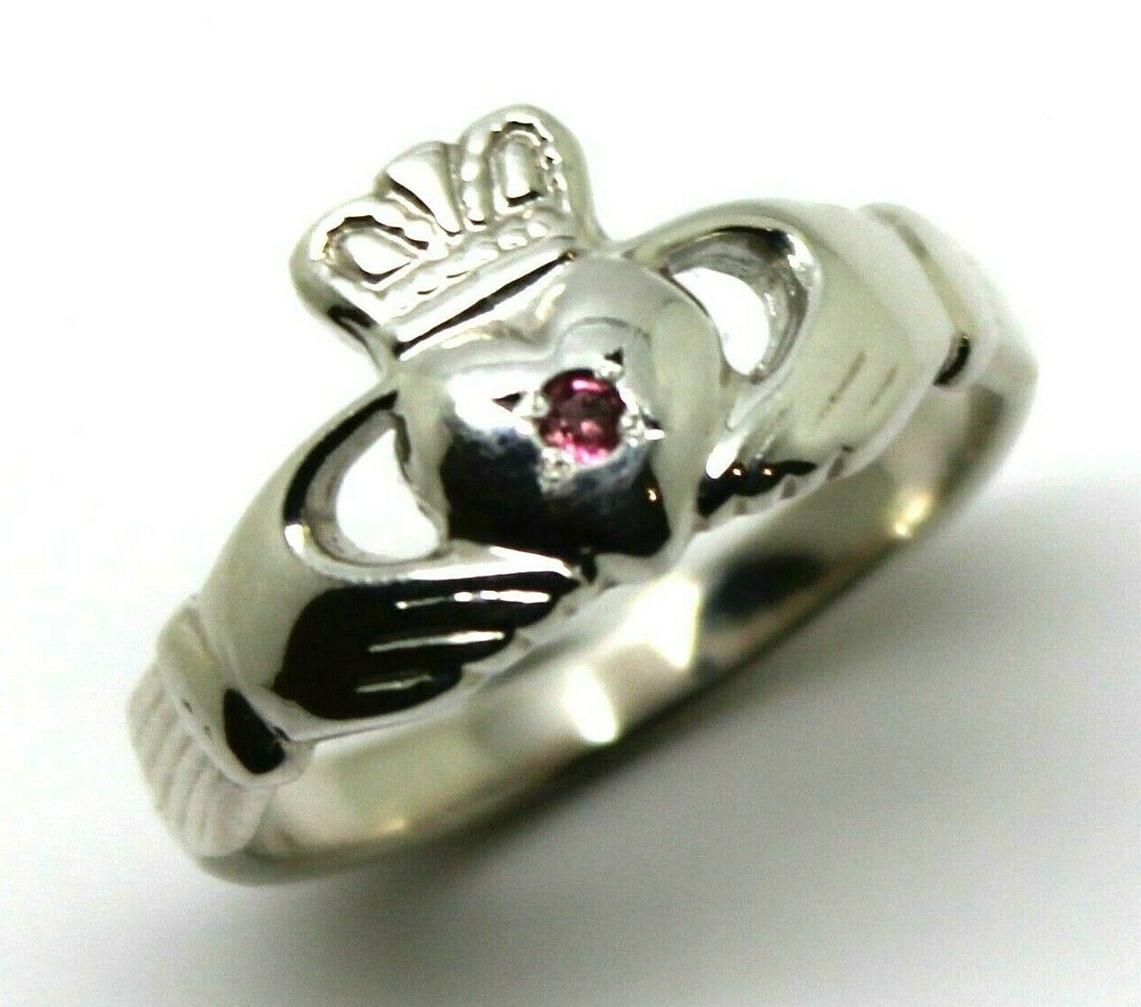 Sterling Silver 925 Pink Tourmaline Claddagh Ring - Choose your size