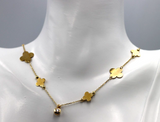 Genuine 14ct 585 Yellow Gold 4 Leaf Clover Necklace 46cm long- Free post