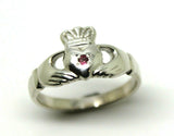 Sterling Silver 925 Pink Tourmaline Claddagh Ring - Choose your size