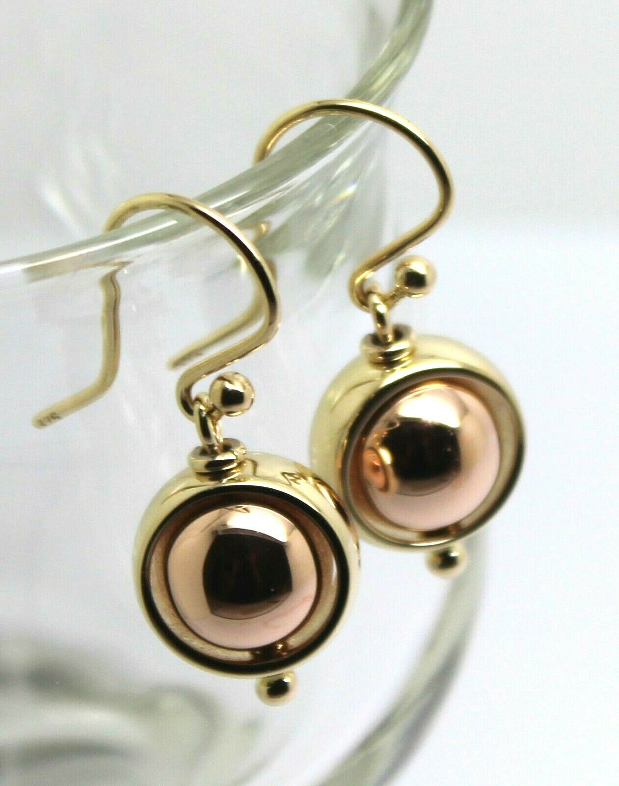 Genuine Large 9ct Rose & Yellow Gold Spinning Belcher Ball Earrings