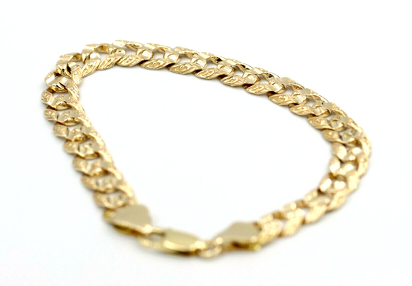 Genuine 9ct Yellow Gold Solid Large Curb Bracelet 21cm long