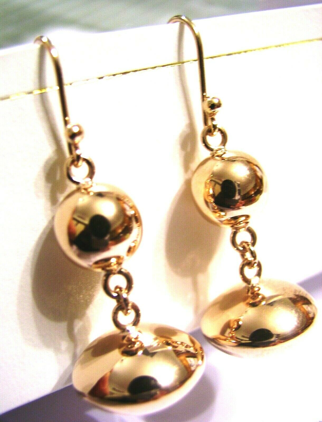 Genuine 9ct 9kt Yellow, Rose or White Gold Heavy Fancy Ball Drop Earrings