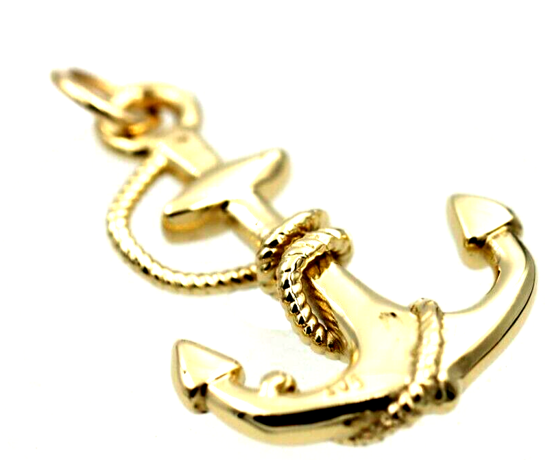 Genuine, Heavy 9ct 9kt Yellow, Rose or White Gold Large Solid Anchor Boat Pendant Charm 9ct yellow gold