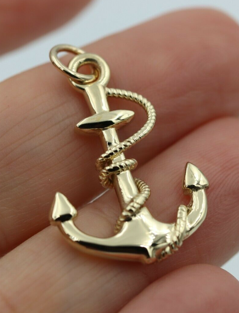 Genuine, Heavy 9ct 9kt Yellow, Rose or White Gold Large Solid Anchor Boat Pendant / Charm