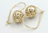 Genuine 9ct 9kt Yellow, Rose or White Gold 12mm Euro Ball Drop Filigree Earrings