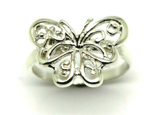 Size P Kaedesigns, Genuine Sterling Silver 925 Solid Butterfly Ring