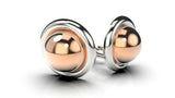 Kaedesigns New Genuine Sterling Silver & 9ct Rose Gold 375 9mm Half Ball Earrings