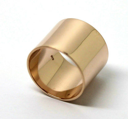 Size P Genuine Heavy 9ct Yellow, Rose or White Gold Full Solid 16mm Wide Flat Profile Cigar Band Ring