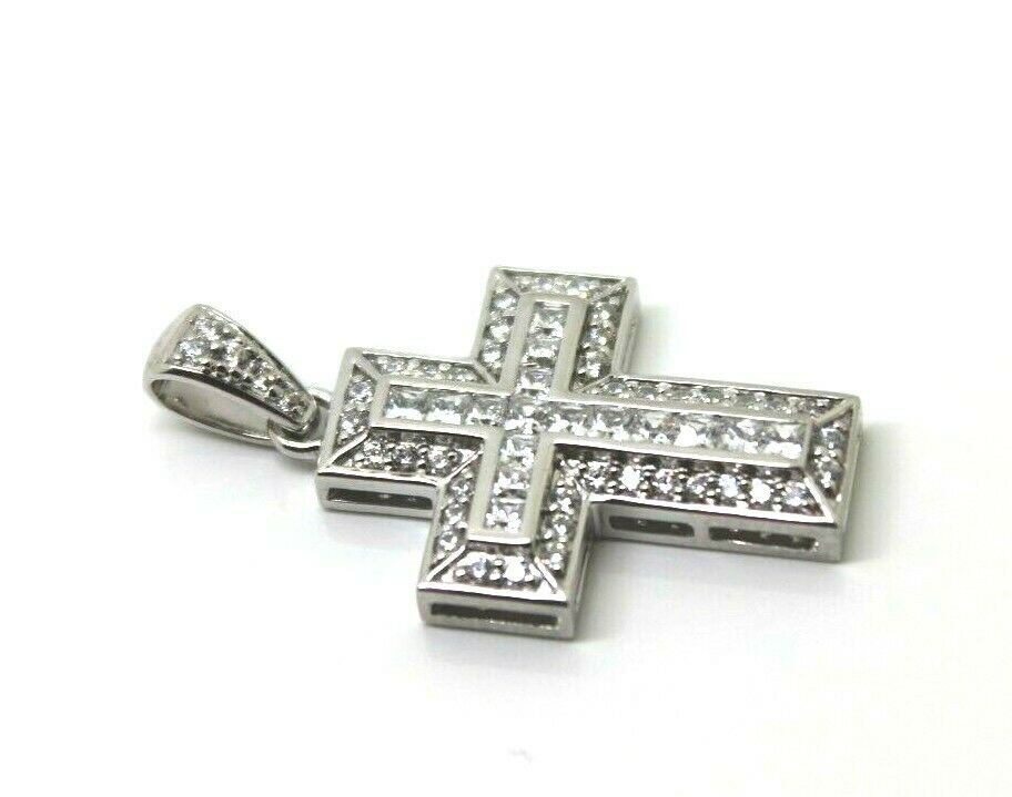 Cubic Zirconia 925  Sterling Silver Huge Cross Pendant *Free Express Post In Oz