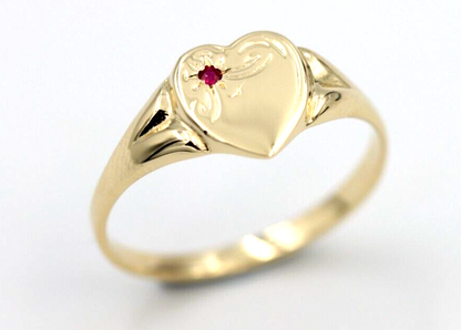 Genuine 9ct 9K Yellow Gold Ruby (Birthstone- July) Signet Ring 265