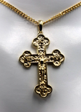 Genuine 18ct 18kt 750 Yellow Gold Byzantine Cross + 55cm Necklace