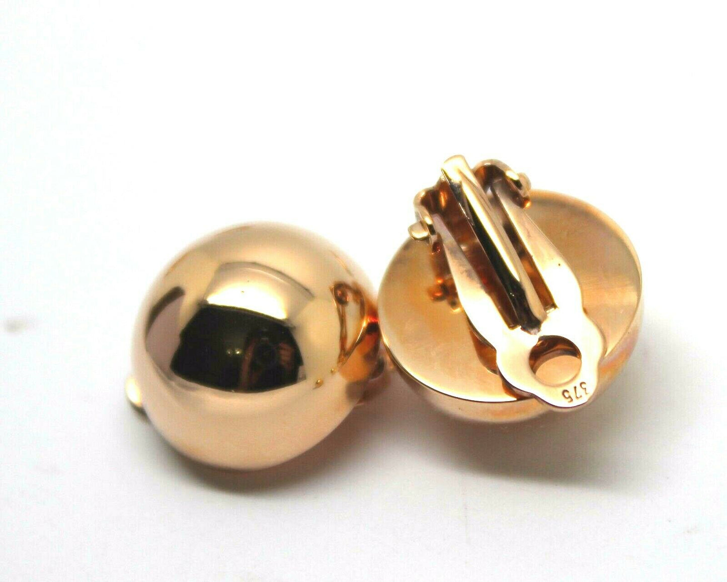 Kaedesigns New Genuine New 9ct Rose, Yellow Or White Gold Clip On 16mm Half Ball Earrings