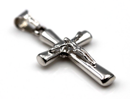 Genuine Hollow 14ct 14K White Gold Crucifix Cross Pendant *Free express post oz