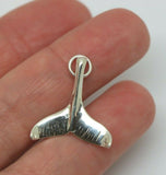 Genuine Sterling Silver Large Whale Tail Solid Pendant Charm