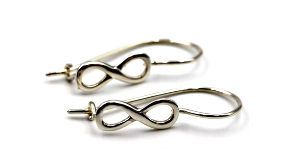 Genuine 925 Sterling Silver Infinity Hook Earrings