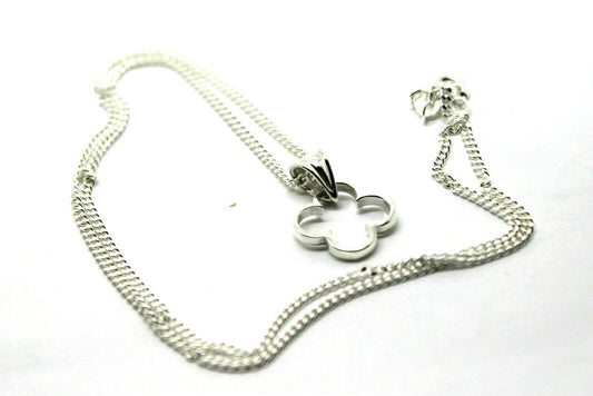 Genuine Sterling Silver 925,  Four Leaf Clover Pendant & Sterling Silver Chain