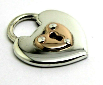 Solid Sterling Silver & 9ct Rose Gold Heart Padlock