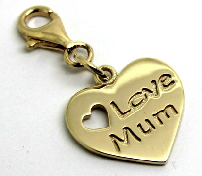 Kaedesigns, Genuine 9K 9ct Yellow, Rose & White Gold I Love Mum Shield Pendant & Parrot Clasp