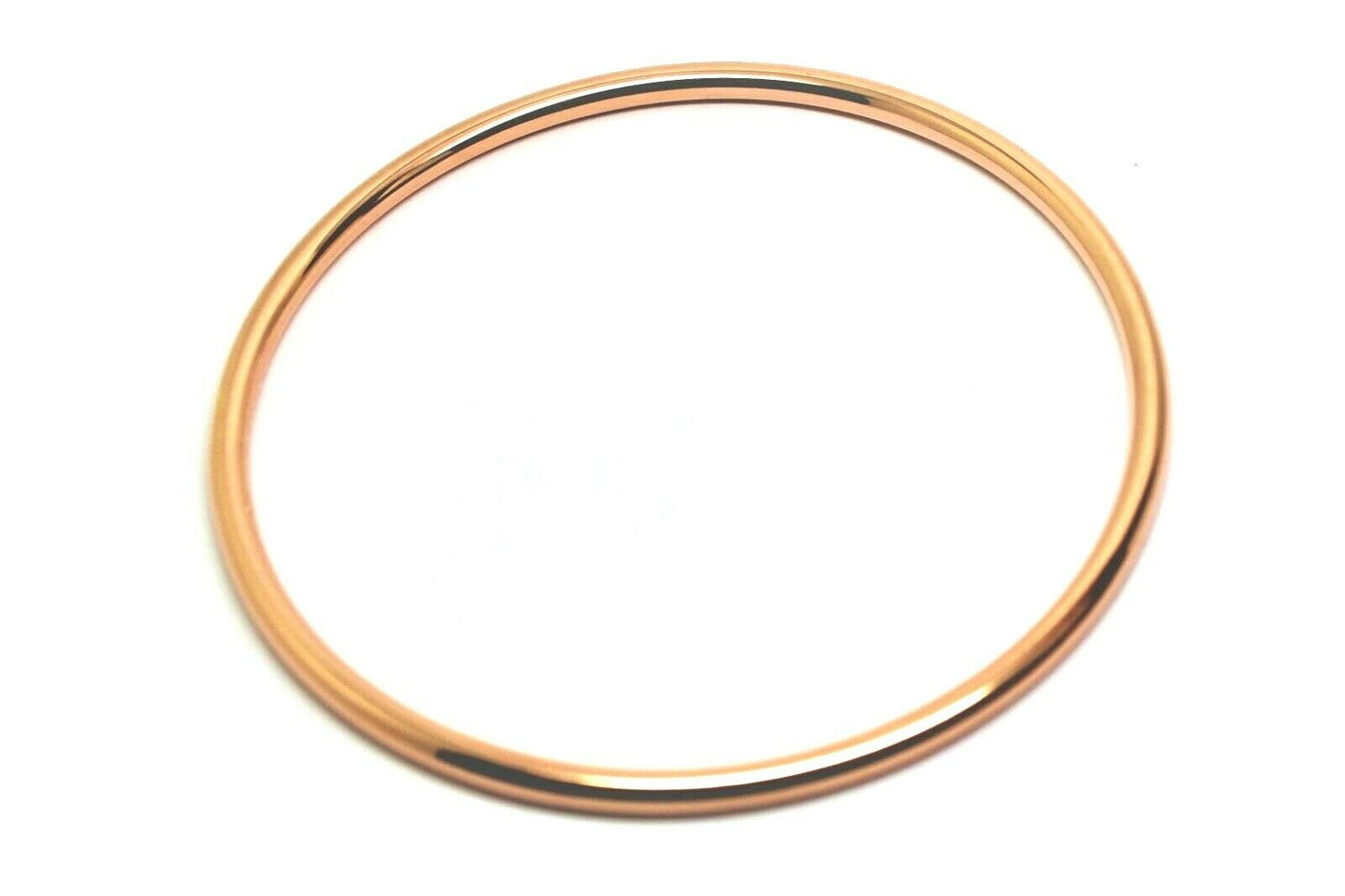 Genuine New 9ct Rose gold 3mm wide Hollow GOLF bangle 63mm diameter