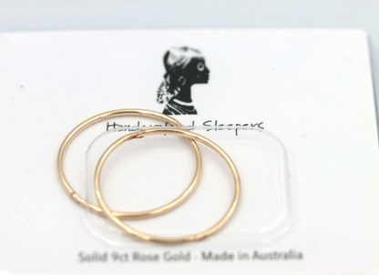 Genuine 9ct Yellow or Rose Gold Sleepers Hinged Earrings Plain 20mm inside diameter