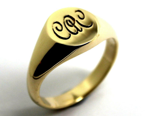 Size W Genuine 9ct 9k Yellow, Rose or White Gold Oval Engraved With Your Initials Signet Ring