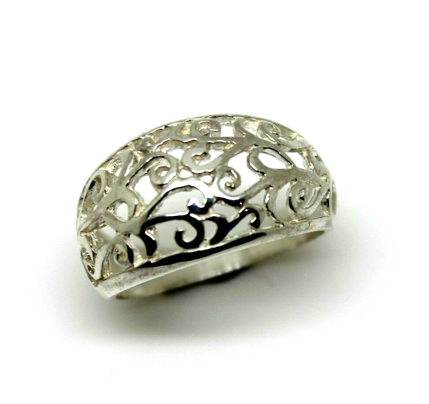 Size N Solid Sterling Silver Wide Filigree Ring