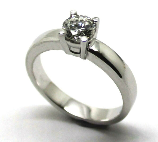 Genuine 18ct 18k Solid White Gold Round Cut Ring Size J 1/2