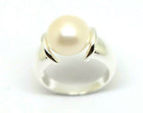 Size N Sterling Silver & Freshwater Pearl Button Ball Ring