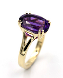 Genuine 9ct Yellow Gold Fancy Oval Double Claw Amethyst Ring Last one! Free post