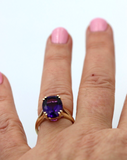 Genuine 9ct Yellow Gold Fancy Oval Double Claw Amethyst Ring Last one! Free post