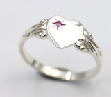 Kaedesigns New Sterling Silver Heart Pink Sapphire Set Signet Ring