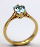 Size O 9ct Yellow Gold Oval Aquamarine Birthstone March Ring - Free post