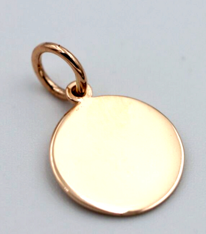 9ct 9k Genuine Solid Yellow, Rose or White Gold 12mm disc round circle pendant